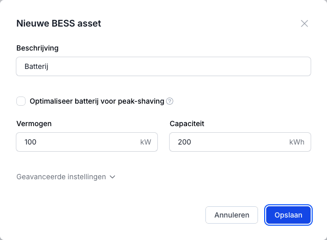 Nieuwe BESS asset