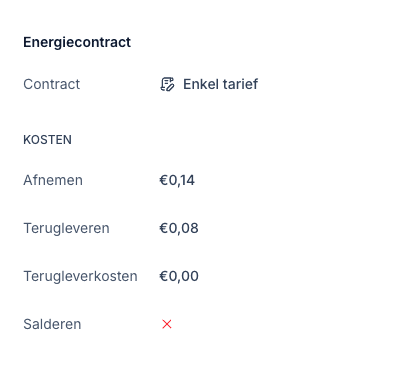 Single tariff sidebar